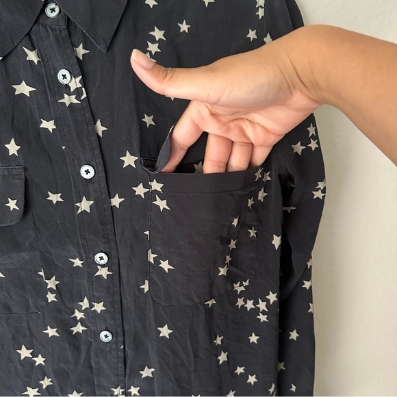 Equipment Starry Night 100% silk shirt Classy Star Print Black Size Small - Picture 8 of 10